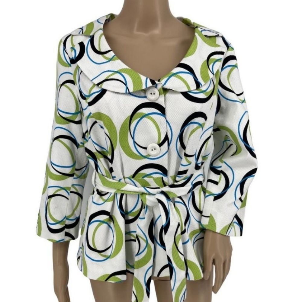 Euc Sandro Sportswear Abstract Cotton Belted Blazer Jacket